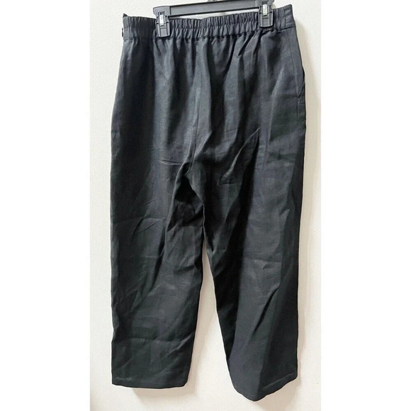 Basler Women's M Black Cropped Pants Linen Pull-On Wide Leg Stretch Waist 29x26 - Picture 7 of 12